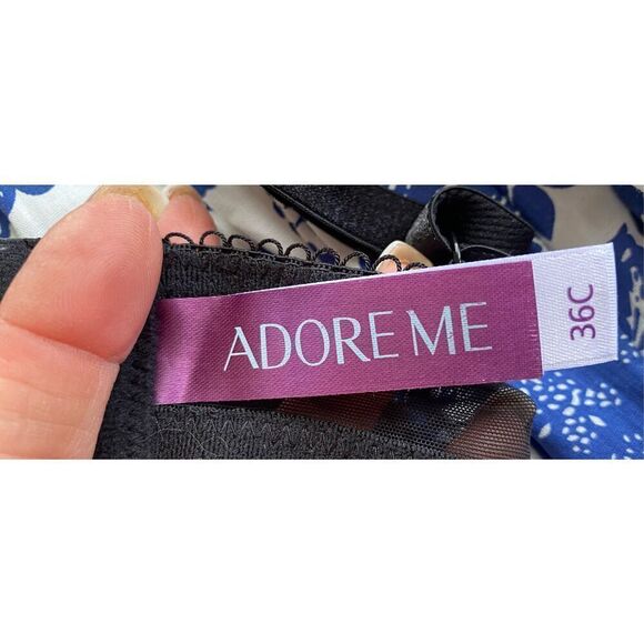 Adore Me Lace Balconette Bra Black 36C Lace Sheer - Picture 10 of 12